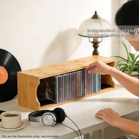 AriSen Bamboo CD Storage Rack, CD Record Rack, DVD Media Disc Rack, Storage & Display Rack for Vintage Music Records, CD Collection Case in Saudi Arabia