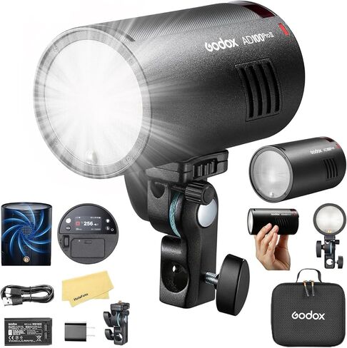 GODOX AD100 Pro II AD100Pro II 2.4G TTL1/8000 HSS 100W Pocket Flash,2850mAh Battery,60-100 Consecutive Full Power Pop,Color-Coded Group,0.01-1.5s Recycle for Canon Sony Nikon Fuji Olympus Panasonic in Saudi Arabia