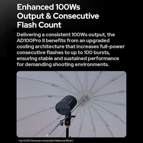 GODOX AD100 Pro II AD100Pro II 2.4G TTL1/8000 HSS 100W Pocket Flash,2850mAh Battery,60-100 Consecutive Full Power Pop,Color-Coded Group,0.01-1.5s Recycle for Canon Sony Nikon Fuji Olympus Panasonic in Saudi Arabia