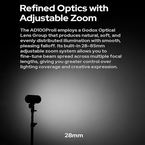 GODOX AD100 Pro II AD100Pro II 2.4G TTL1/8000 HSS 100W Pocket Flash,2850mAh Battery,60-100 Consecutive Full Power Pop,Color-Coded Group,0.01-1.5s Recycle for Canon Sony Nikon Fuji Olympus Panasonic in Saudi Arabia