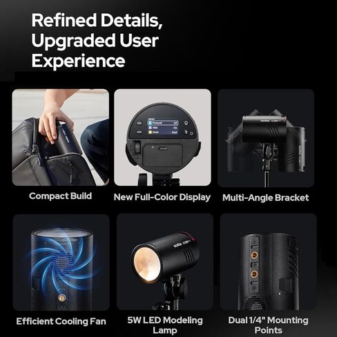 GODOX AD100 Pro II AD100Pro II 2.4G TTL1/8000 HSS 100W Pocket Flash,2850mAh Battery,60-100 Consecutive Full Power Pop,Color-Coded Group,0.01-1.5s Recycle for Canon Sony Nikon Fuji Olympus Panasonic in Saudi Arabia