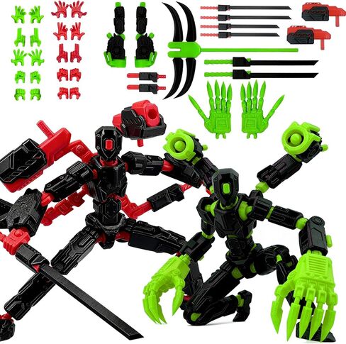 T13 Assembly Completed Action Figure Set, Multi-Jointed Movable 3D Printed Robot Toy, Cool Desktop Decoration Collectible Gift for Game Lovers (Black red and Black Green) in Saudi Arabia