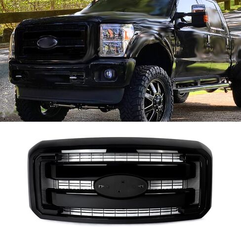 MIC Front Grille Grill Assembly Compatible with 2011-2016 Ford F250 F350 F450 F-250 F-350 F-450 Super Duty Lariat (Chrome) in Saudi Arabia