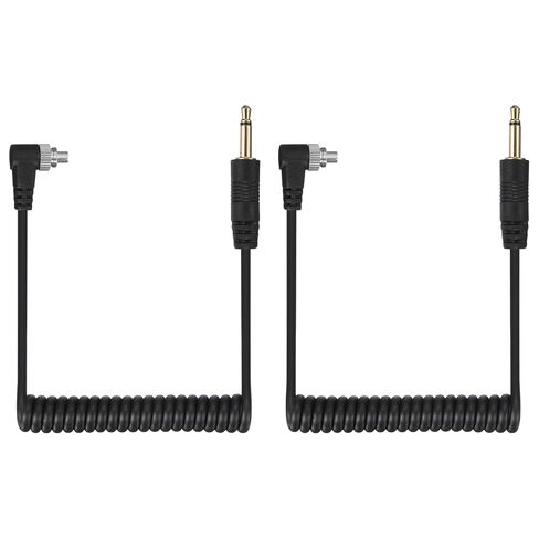 2 Pcs 3mm to Male Flash PC Sync Cable, Plug to Male Flash Sync Cord with Coiled Cord and Screw Lock 3.5mm(2P) to PC, Suit for Camera/Photography Connector/Studio, Black in Saudi Arabia