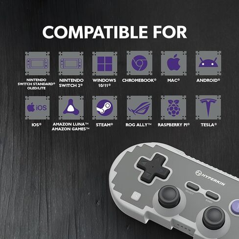Hyperkin Retro Pixel Art Wireless Gaming Controller with Hall Effect Joystick, Bluetooth PC Controller with 15H Battery Life for Nintendo Switch, Switch 2/OLED/Lite, Steam, Windows 10/11, Android, iOS in Saudi Arabia