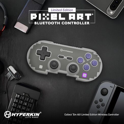 Hyperkin Retro Pixel Art Wireless Gaming Controller with Hall Effect Joystick, Bluetooth PC Controller with 15H Battery Life for Nintendo Switch, Switch 2/OLED/Lite, Steam, Windows 10/11, Android, iOS in Saudi Arabia