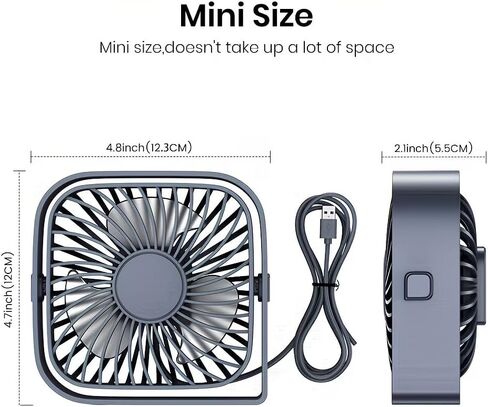 Portable USB Desk Fan with 3 Speed Settings, 360° Rotatable Head, Quiet Operation Personal Cooling Fan for Home Office Bedroom Travel and Outdoor Activities in Saudi Arabia