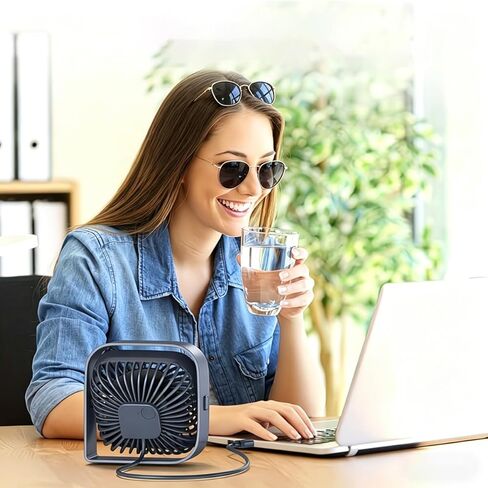 Portable USB Desk Fan with 3 Speed Settings, 360° Rotatable Head, Quiet Operation Personal Cooling Fan for Home Office Bedroom Travel and Outdoor Activities in Saudi Arabia