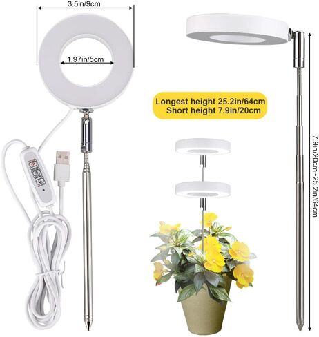 Plant Grow Light,LED Growing Light Full Spectrum for Indoor Plants,Height Adjustable, Automatic Timer, 5V Low Safe Voltage,Idea for Large Plant Light in Saudi Arabia