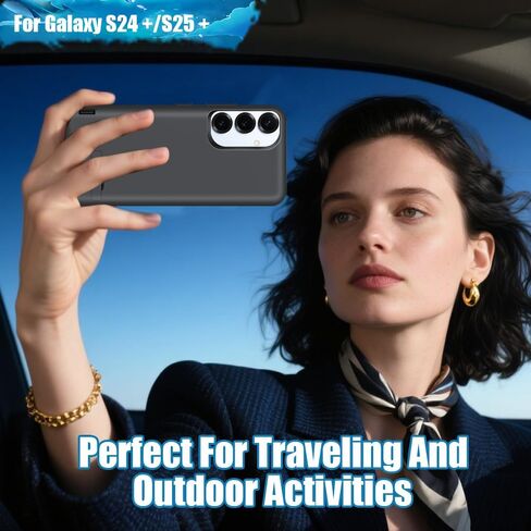 [حافظة بطارية مطورة لهاتف Samsung Galaxy S25+ / S24+، حافظة شاحن بطارية ممتدة قابلة لإعادة الشحن بقدرة 5000 مللي أمبير في الساعة، أضف 100% عصير إضافي (6.7 بوصة) أسود in Kuwait