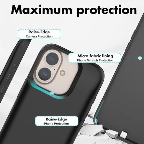 حافظة بطارية لهاتف iPhone 16 (6.1 بوصة) بقدرة 5000 مللي أمبير في الساعة، حافظة شحن ممتدة رفيعة قابلة لإعادة الشحن، حافظة شاحن هاتف واقية محمولة مع بنك طاقة للبطارية مع حامل لهاتف iPhone 16 - أسود in Saudi Arabia