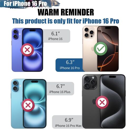 حافظة بطارية لهاتف iPhone 16 Pro، حافظة شحن/شاحن بطارية ممتدة قابلة لإعادة الشحن بقدرة 5000 مللي أمبير في الساعة، أضف عصيرًا إضافيًا بنسبة 100% (6.3 بوصة) أسود in Kuwait