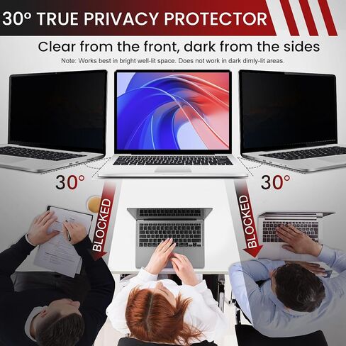 LAMA 2 PACK 14 Inch Universal Laptop Privacy Screen Filter for 14" Laptop (16:9), Anti-Blue Light/Anti-Glare/Anti UV Privacy Screen Protector (WxH: 310mm*174mm) with Privacy Protection/Eye Protection in Saudi Arabia