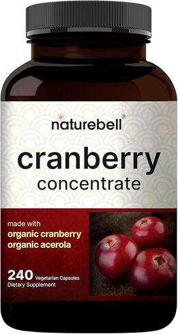 NatureBell Cranberry Pills 36,000mg with Acerola, 240 Veggie Capsules | 100:1 Fresh Cranberries Extract – Made with Organic Ingredients – Supports Urinary Tract Health – Sugar Free in Kuwait