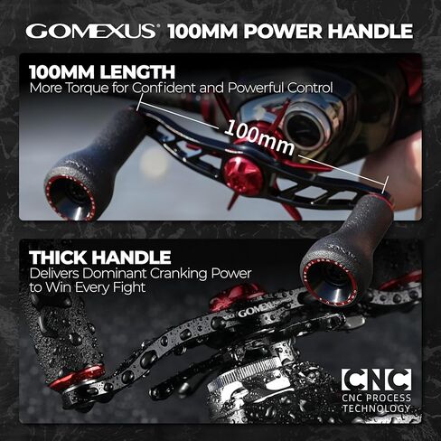 GOMEXUS Power Handle Compatible for Shimano Tranx Daiwa Zillion Abu Garcia 13 Fishing Baitcasting Reel Replacement Handle with TPE Knob, Bass Fishing in Saudi Arabia
