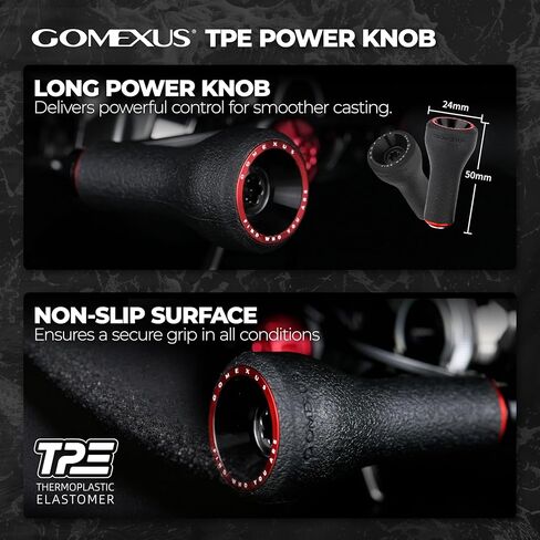 GOMEXUS Power Handle Compatible for Shimano Tranx Daiwa Zillion Abu Garcia 13 Fishing Baitcasting Reel Replacement Handle with TPE Knob, Bass Fishing in Saudi Arabia