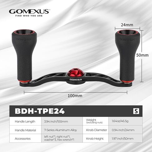 GOMEXUS Power Handle Compatible for Shimano Tranx Daiwa Zillion Abu Garcia 13 Fishing Baitcasting Reel Replacement Handle with TPE Knob, Bass Fishing in Saudi Arabia