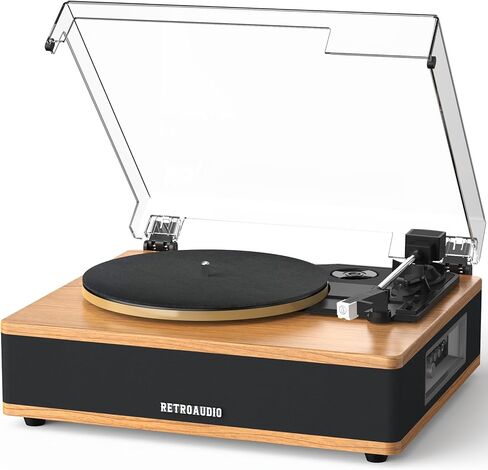 Vinyl Record Player with Built-in Speakers Bluetooth Record Player Support Bluetooth in & Out High Fidelity 3-Speed Turntable with AT-3600L Magnetic Cartridge Support RCA Output Auto Stop in Saudi Arabia