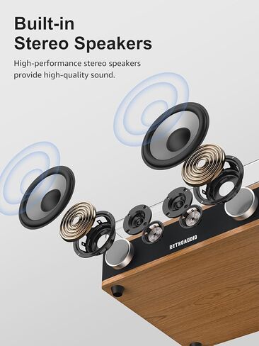 Vinyl Record Player with Built-in Speakers Bluetooth Record Player Support Bluetooth in & Out High Fidelity 3-Speed Turntable with AT-3600L Magnetic Cartridge Support RCA Output Auto Stop in Saudi Arabia