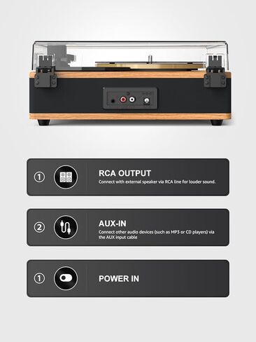 Vinyl Record Player with Built-in Speakers Bluetooth Record Player Support Bluetooth in & Out High Fidelity 3-Speed Turntable with AT-3600L Magnetic Cartridge Support RCA Output Auto Stop in Saudi Arabia
