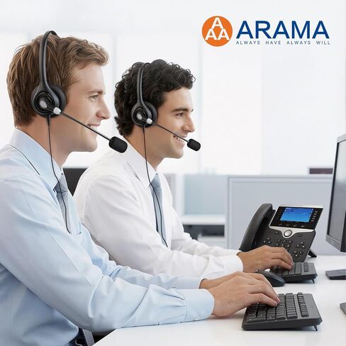 سماعات هاتف Arama لهواتف المكتب RJ600C1 RJ9 سماعة رأس سلكية مع ميكروفون بخاصية إلغاء الضوضاء للهواتف المكتبية وسماعة رأس أرضية مع ميكروفون متوافق مع هاتف مكتب Cisco in Saudi Arabia