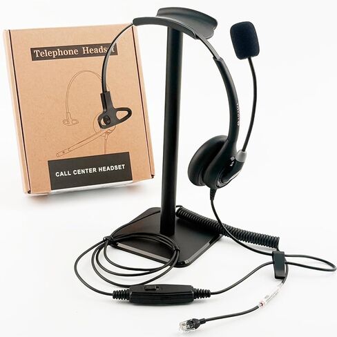 سماعات هاتف Arama لهواتف المكتب RJ600C1 RJ9 سماعة رأس سلكية مع ميكروفون بخاصية إلغاء الضوضاء للهواتف المكتبية وسماعة رأس أرضية مع ميكروفون متوافق مع هاتف مكتب Cisco in Saudi Arabia