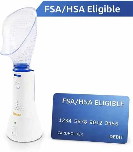 Crane Corded Personal Steam Inhaler - Bacteria Free Steam - for Sinus, Congestion, Cough, & Cold Relief, Vapor Pad Compatible, White, 30 ml in Kuwait