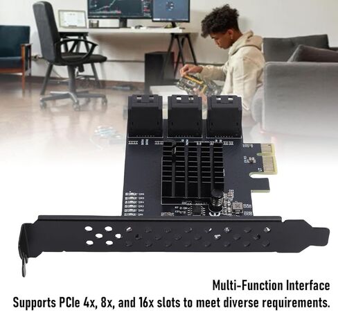 Generic 6 Port 3.0 PCIe Expansion Card, PCI E 1X to 6 III 6Gbps Controller Card with Low Profile Bracket, RTL9210 Chip, Compatible with 1X 4X 8X 16X Slots in Saudi Arabia