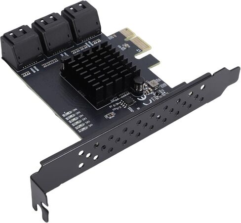 Generic 6 Port 3.0 PCIe Expansion Card, PCI E 1X to 6 III 6Gbps Controller Card with Low Profile Bracket, RTL9210 Chip, Compatible with 1X 4X 8X 16X Slots in Saudi Arabia