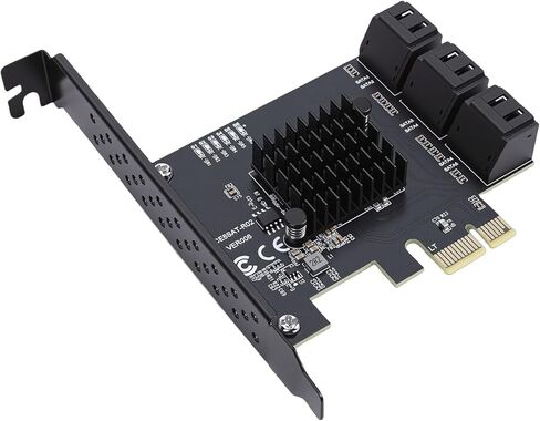Generic 6 Port 3.0 PCIe Expansion Card, PCI E 1X to 6 III 6Gbps Controller Card with Low Profile Bracket, RTL9210 Chip, Compatible with 1X 4X 8X 16X Slots in Saudi Arabia
