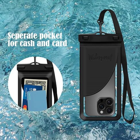 [2 Pack Waterproof Adjustable Lanyard Phone Pouch, [1 Wave Shape Interior Card Pocket Case & 1 Transparent Dry Bag], IPX8 Cruise Ship Beach Essential, for iPhone 17 16 15 14 ProMax Air in Saudi Arabia