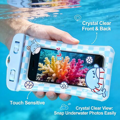 Blue Floating Waterproof Phone Case Universal Dry Bag with Air Cushion Touch Screen Pouch for Swimming Beach Cruise Accessories (Pack of 1) in Saudi Arabia