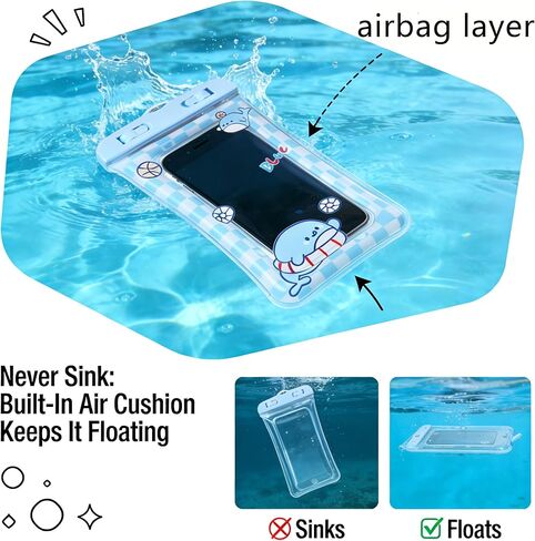 Blue Floating Waterproof Phone Case Universal Dry Bag with Air Cushion Touch Screen Pouch for Swimming Beach Cruise Accessories (Pack of 1) in Saudi Arabia