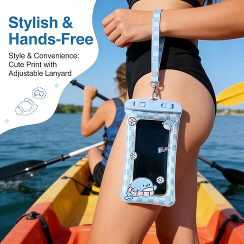 Blue Floating Waterproof Phone Case Universal Dry Bag with Air Cushion Touch Screen Pouch for Swimming Beach Cruise Accessories (Pack of 1) in Saudi Arabia