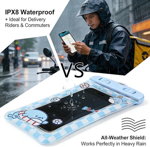 Blue Floating Waterproof Phone Case Universal Dry Bag with Air Cushion Touch Screen Pouch for Swimming Beach Cruise Accessories (Pack of 1) in Saudi Arabia