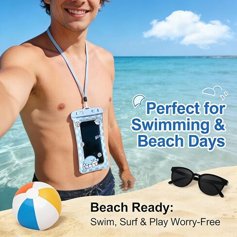 Blue Floating Waterproof Phone Case Universal Dry Bag with Air Cushion Touch Screen Pouch for Swimming Beach Cruise Accessories (Pack of 1) in Saudi Arabia