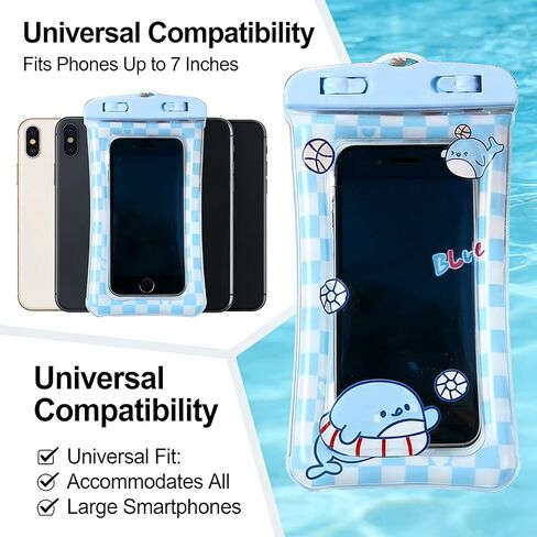 Blue Floating Waterproof Phone Case Universal Dry Bag with Air Cushion Touch Screen Pouch for Swimming Beach Cruise Accessories (Pack of 1) in Saudi Arabia