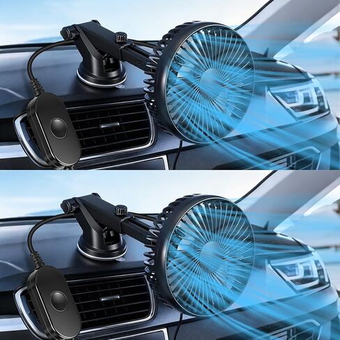 مجموعتان من مروحة السيارات المحمولة التي تعمل بمنفذ USB مع كوب شفط، مروحة تهوية تبريد صامتة صغيرة عالمية قابلة للدوران 360 درجة، تنظيم 3 سرعات، ضوضاء منخفضة، لشاحنة السيارة Suv Car Van Rv Pickup in Kuwait