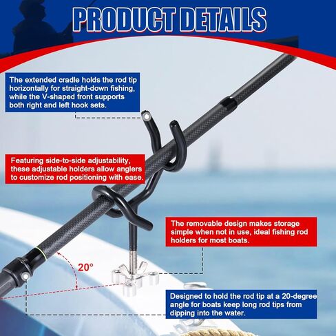 NYXOVA Fishing Rod Holders for Boat, 8 Pack 20 Degree Angle 4 Inch Sure Grip Steel Boat Rod Holders with Mounting Base, PVC Dipped Fishing Pole Holders for Boat, Ship, Yacht in Saudi Arabia