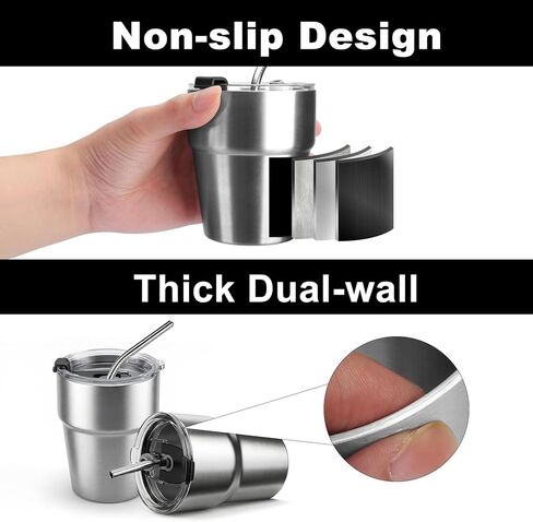 5 Pack 10oz Stainless Steel Cups with Lids and Straws, Double Wall Insulated Coffee Mugs, Stackable Tumblers for Hot/Cold Drinks, Home Office Outdoor in Saudi Arabia