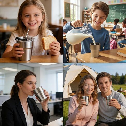 5 Pack 10oz Stainless Steel Cups with Lids and Straws, Double Wall Insulated Coffee Mugs, Stackable Tumblers for Hot/Cold Drinks, Home Office Outdoor in Saudi Arabia