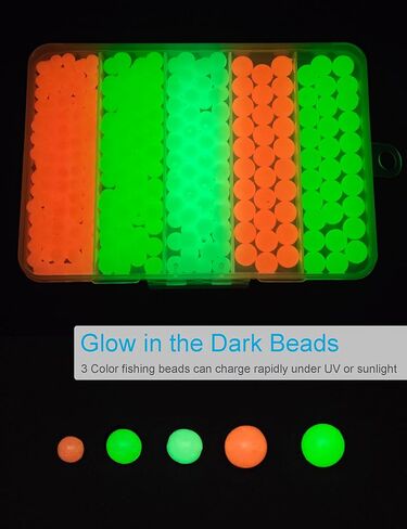 400pcs Glow Fishing Beads Kit - 6mm 8mm 10mm Glow in the Dark Fishing Line Beads Saltwater Freshwater, Round Plastic Lure Rigging Catfish Rig Bedas for Salmon Trout in Saudi Arabia