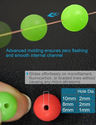 400pcs Glow Fishing Beads Kit - 6mm 8mm 10mm Glow in the Dark Fishing Line Beads Saltwater Freshwater, Round Plastic Lure Rigging Catfish Rig Bedas for Salmon Trout in Saudi Arabia