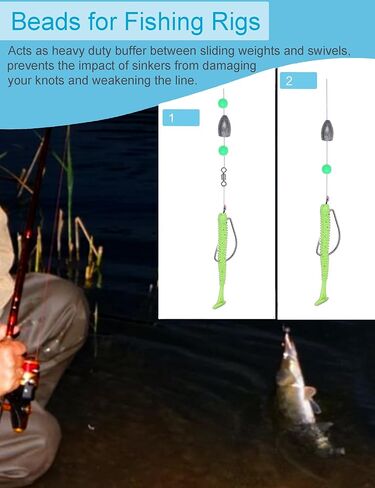 400pcs Glow Fishing Beads Kit - 6mm 8mm 10mm Glow in the Dark Fishing Line Beads Saltwater Freshwater, Round Plastic Lure Rigging Catfish Rig Bedas for Salmon Trout in Saudi Arabia
