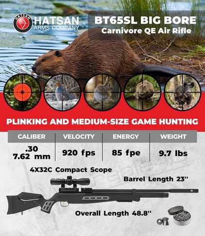 Hatsan BT 65 SL QE Big Bore Carnivore PCP بندقية هوائية مع نطاق 4x32 مع الحزمة المضمنة in Saudi Arabia