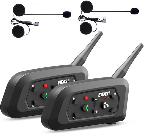 EJEAS V6 Pro+ Motorcycle Helmet Bluetooth 5.1 Intercom Headset, V6 Pro Upgraded Version, Equipped with Type-C Interface(2 Pack) in Kuwait