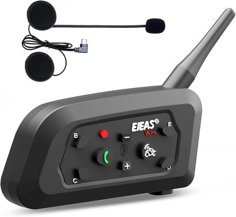 EJEAS V6 Pro + خوذة دراجة نارية بلوتوث 5.1 سماعة رأس لجهاز الاتصال الداخلي، نسخة مطورة V6 Pro، مجهزة بواجهة من النوع C (عبوتان) in Saudi Arabia