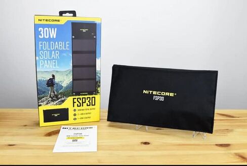 NITECORE FSP30 30W Portable Solar Charger, USB-A & USB 3 Output Ports, High Efficent 4 Foldable Panels for Camping Hiking Van RV Trip Compatible with Phones and Tablets with Nitecore Sticker in Saudi Arabia
