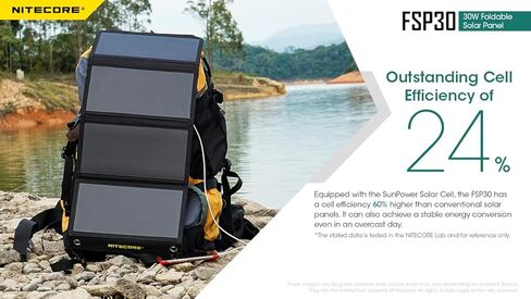 NITECORE FSP30 30W Portable Solar Charger, USB-A & USB 3 Output Ports, High Efficent 4 Foldable Panels for Camping Hiking Van RV Trip Compatible with Phones and Tablets with Nitecore Sticker in Saudi Arabia