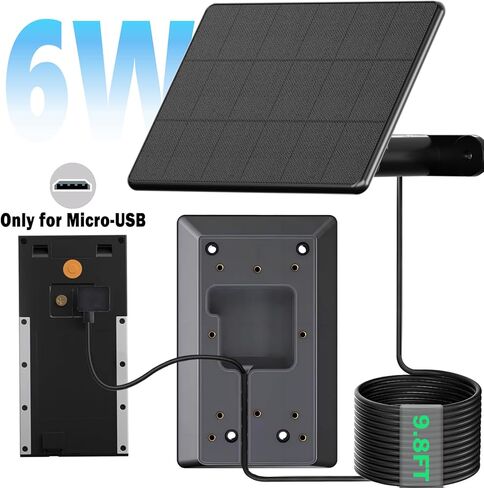 6W Solar Charger Compatible with Ring Video Doorbell (2020 Release), Micro USB Port Only, Not Compatible with the 2025 Type-C Interface doorbell in Saudi Arabia